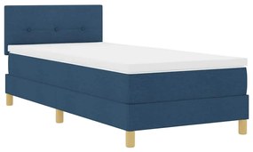 vidaXL LED Κρεβάτι με βάθρο με κεφαλάρι Μπλε 90 x 190 cm ύφασμα