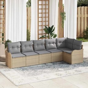vidaXL Σετ Καναπέ Κήπου 6 pcs Μπεζ συνθετικό ρατάν
