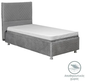 Κρεβάτι Rizko  μονό με αποθηκευτικό χώρο γκρι 120x200εκ Model: 322-000012