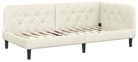 vidaXL Κρεβάτι Γωνίας με στρώμα με κεφαλάρι Κρεμ 100 x 200 cm Βελούδο