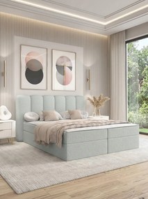 Επενδυμένο Κρεβάτι Softi I-Γκρι Ανοιχτό-140 x 200