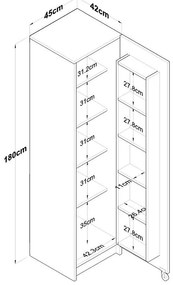 Ντουλάπα κουζίνας Amre λευκό 45x42x180εκ 45x42x180 εκ.