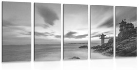 Εικόνα 5 μερών ενός πανέμορφου τοπίου δίπλα στη θάλασσα σε ασπρόμαυρο - 100x50