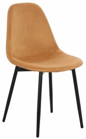 Καρέκλα Leonardo HM00100.09 (Σετ 4τμχ) 45x47x87cm Gold Metal, Fabric