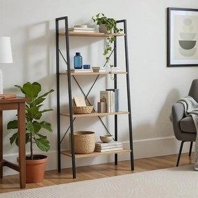 Βιβλιοθήκη Ramon φυσικό-μαύρο 60x23x145,5εκ 60x23x145.5 εκ.