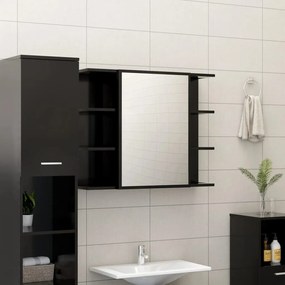 vidaXL Καθρέφτης Μπάνιου με Ντουλάπι Μαύρος 80x20,5x64 εκ. Επεξ. Ξύλο