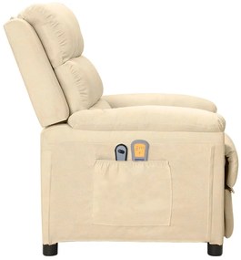vidaXL Πολυθρόνα Μασάζ Ηλεκτρική Κρεμ Υφασμάτινη