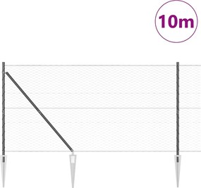 vidaXL Στύλος Περιφράξεων Γκρι 10 x 1,4 μ (πάχος πλέγματος 36 χιλ.)