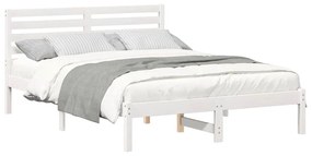 vidaXL Σκελετός Κρεβατιού Λευκό 135 x 190 cm Μασίφ ξύλο πεύκου