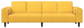 vidaXL Καναπές Απαλό Κίτρινο 250 x 77 x 76 εκ. Υφασμάτινο Κορντουρά