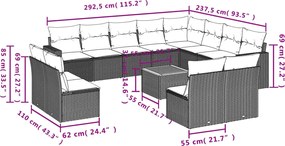 vidaXL Σετ Καναπέ Κήπου 13τεμ Μπεζ Συνθ. Ρατάν με Μαξιλάρια