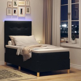 vidaXL LED Κρεβάτι με βάθρο με κεφαλάρι Μαύρο 90 x 200 cm ύφασμα