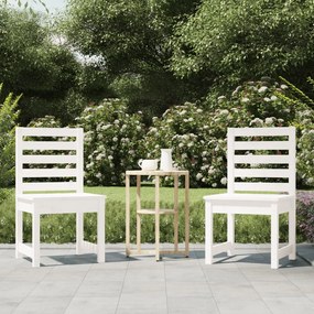 Καρέκλες Κήπου 2 τεμ. Λευκές 40,5x48x91,5 εκ. Μασίφ Ξύλο Πεύκου