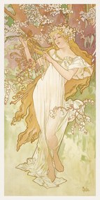Εκτύπωση έργου τέχνης The Seasons: Spring (Art Nouveau Portrait) - Alphonse Mucha, (20 x 40 cm)