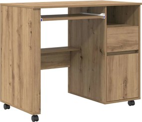 vidaXL Γραφείο με Ρόδες Artisan Oak Επεξεργασμένο ξύλο