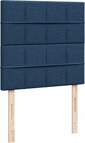 vidaXL Κρεβάτι Boxspring με Στρώμα Μπλε 90x190 εκ.Υφασμάτινο