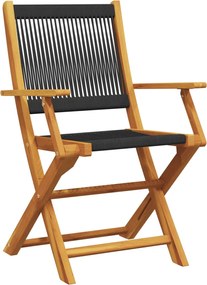 vidaXL Σετ Επίπλων Bistro 3 τεμ. Μαύρο Πολυπροπυλένιο/Μασίφ Ξύλο