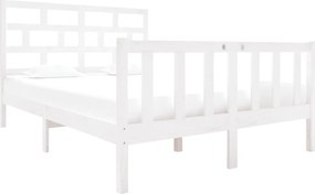 vidaXL Πλαίσιο Κρεβατιού Λευκό 135 x 190 εκ. Μασίφ Πεύκο Double