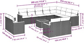 vidaXL Σετ Καναπέ Κήπου 13τεμ Μπεζ Συνθ. Ρατάν με Μαξιλάρια