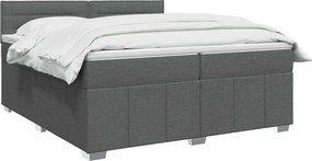vidaXL Κρεβάτι box spring με στρώμα Σκούρο Γκρι 200 x 200 cm Ύφασμα