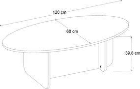 Τραπεζάκι σαλονιού Ravey Megapap χρώμα λευκό 120x60x39,8εκ.