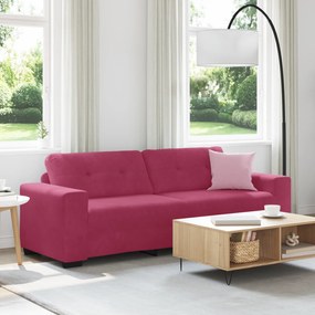 vidaXL Ψηλός Καναπές 3 Θέσεων Κόκκινος 180 εκ. Βελούδινος