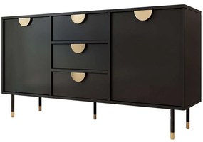 Μπουφές Tevis 162734539 150x40x78cm Black-Gold Μοριοσανίδα, Μέταλλο