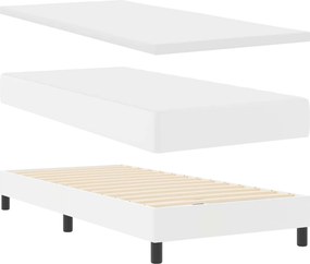 vidaXL Κρεβάτι με ελατήρια με στρώμα Λευκό 90 x 200 cm Τεχνητό δέρμα