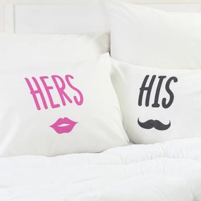 Ζεύγος Μαξιλαροθήκες His&amp;Hers Λευκό  2  50 x 70 cm 018902071017