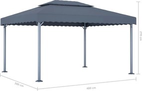 vidaXL Κιόσκι Ανθρακί 400 x 300 εκ. Αλουμινίου