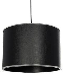 ELECTRA 203-0111 Μοντέρνο Κρεμαστό Φωτιστικό Καπέλο Μονόφωτο 1 x E27 IP20 Mαύρο Ύφασμα με Ασημί Μέταλλο-Μ30 x Π30 x Globostar 203-0111 Μαύρο