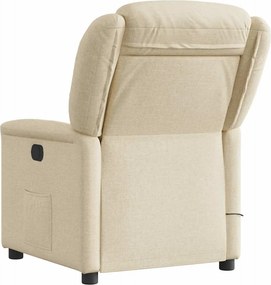 vidaXL Πολυθρόνα Μασάζ Ανακλινόμενη Ηλεκτρική Κρεμ Υφασμάτινη