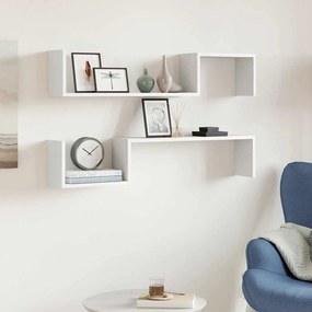vidaXL Ραφιέρες Τοίχου 2 τεμ. Λευκό 100 x 15 x 20 εκ. Επεξ. Ξύλο