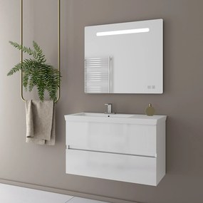 Drop Luxus 85 White Gloss 2 MDF - Πάγκος με Νιπτήρα &amp; Καθρέπτη