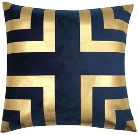 Μαξιλάρι Διακοσμητικό (Με Γέμιση) Illusion 023363 Blue-Gold 45X45 Βελούδο