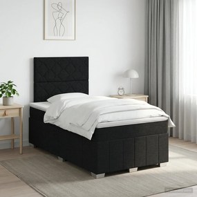 vidaXL Κρεβάτι box spring με στρώμα Μαύρο 120 x 190 cm Ύφασμα