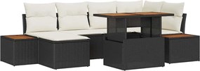 vidaXL Σετ Καναπέ Κήπου με αποθήκευση 7 pcs Μαύρο Πολυ ράταν