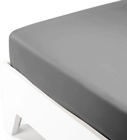 Κατωσέντονο Satin με λάστιχο Dark Grey Υπέρδιπλο (180x200+35)