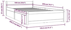 vidaXL Πλαίσιο Κρεβατιού με Συρτάρια Λευκό 100 x 200 εκ.