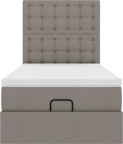 vidaXL Οθωμανικό κρεβάτι με στρώμα Taupe 80x200cm ύφασμα