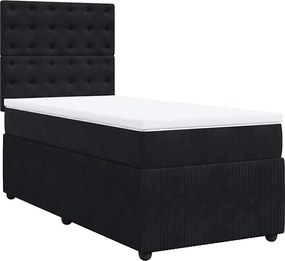 vidaXL Κρεβάτι Boxspring με Στρώμα Μαύρο 90x190 εκ. Βελούδινο