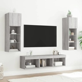 vidaXL Έπιπλα Τοίχου Τηλεόρασης 5 τεμ. LED Γκρι Sonoma από Επεξ. Ξύλο