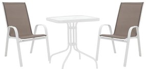 Σετ κήπου - Τραπεζαρία Watson - Calan 3 τεμ. μέταλλο - γυαλί λευκό 70x70x70 εκ. 70x70x70 εκ.