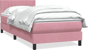 vidaXL Κρεβάτι Boxspring με Στρώμα Ροζ 80x220 εκ. Βελούδινο