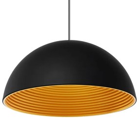 01344 GloboStar® MEDEA 01344 Μοντέρνο Κρεμαστό Φωτιστικό Καμπάνα Μονόφωτο 1 x E27 IP20 Μαύρο & Χρυσό Μέταλλο - Μ60 x Π60 x Υ30cm