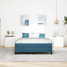 vidaXL Κρεβάτι box spring με στρώμα Σκούρο Μπλε 140 x 200 cm Βελούδο