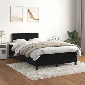 vidaXL Κρεβάτι Boxspring με Στρώμα Μαύρο 120x190 εκ. Βελούδινο