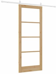 vidaXL Συρόμενη Πόρτα Καφέ 86 x 211 cm Μασίφ ξύλο πεύκου