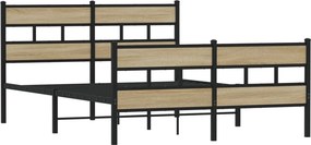 vidaXL Σκελετός Κρεβ. Χωρίς Στρώμα Sonoma Δρυς 160x200 εκ. Μεταλλικό