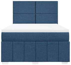 Κρεβάτι Boxspring με Στρώμα Μπλε 160x200 εκ. Υφασμάτινο - Μπλε